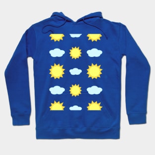 Sun and Clouds Pattern in Light Blue Hoodie